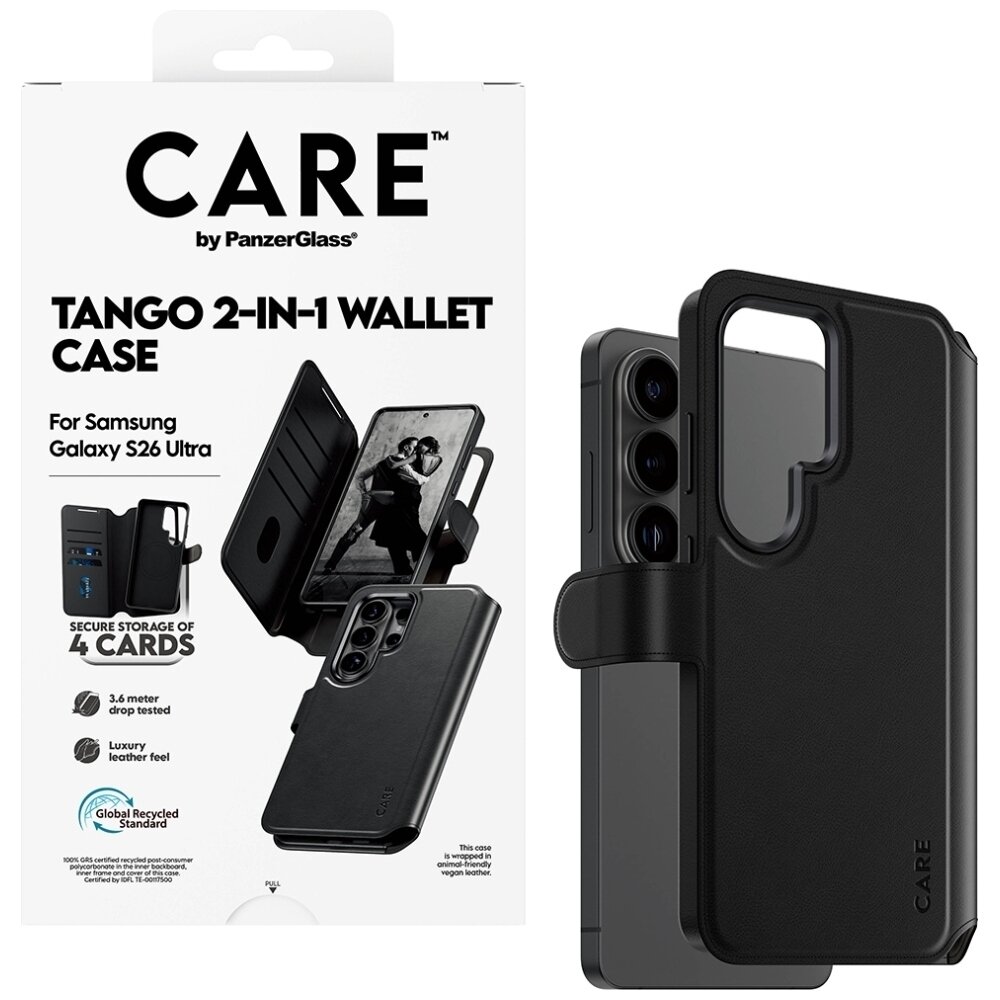 Samsung Galaxy S26 Ultra CARE by PanzerGlass Tango 2in1 Wallet dėklas – juodas 4