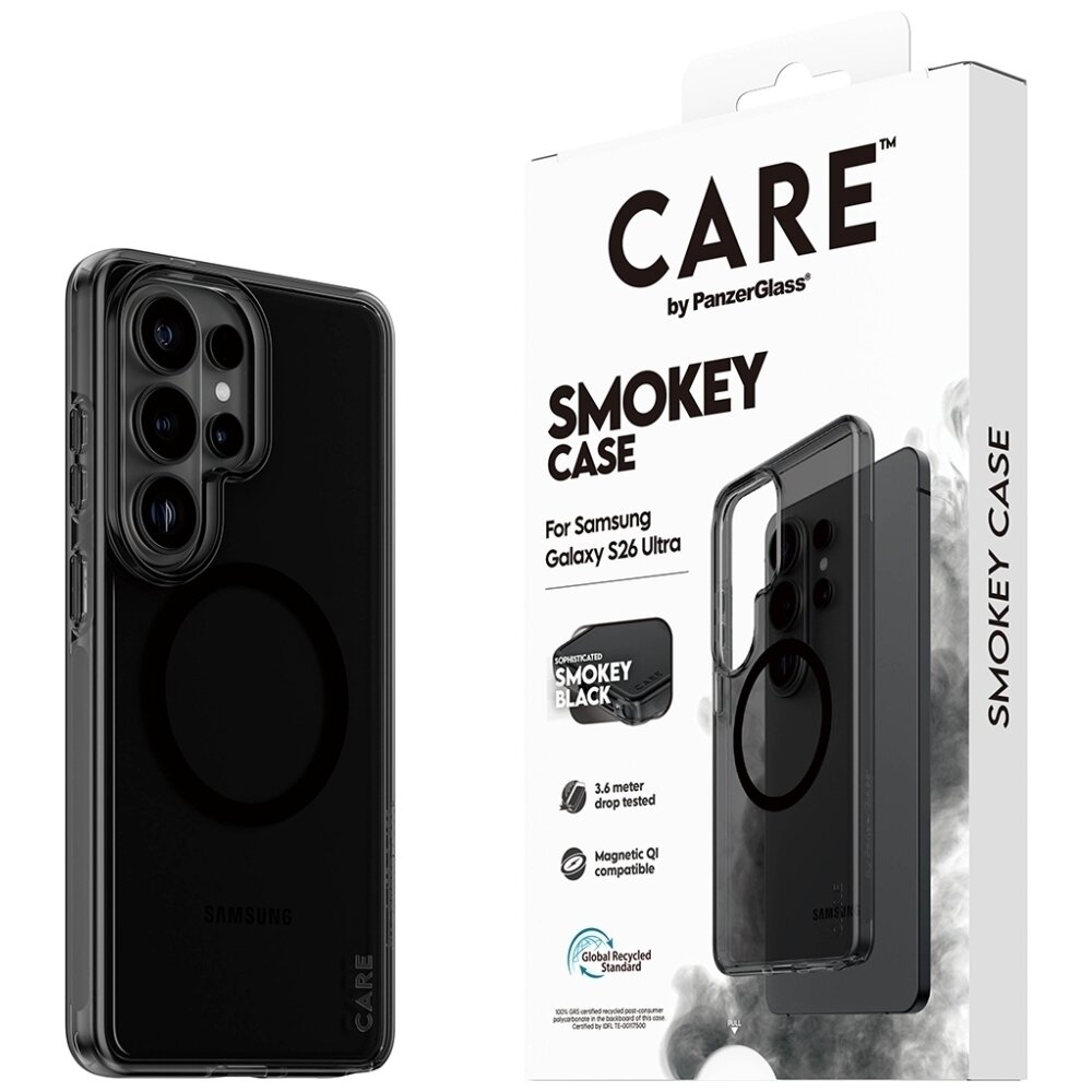 Samsung Galaxy S26 Ultra CARE by PanzerGlass Urban Explorer Smokey Qi dėklas – juodas 4 Samsung Galaxy S26 Ultra CARE by PanzerGlass Urban Explorer Smokey Qi dėklas – juodas 4