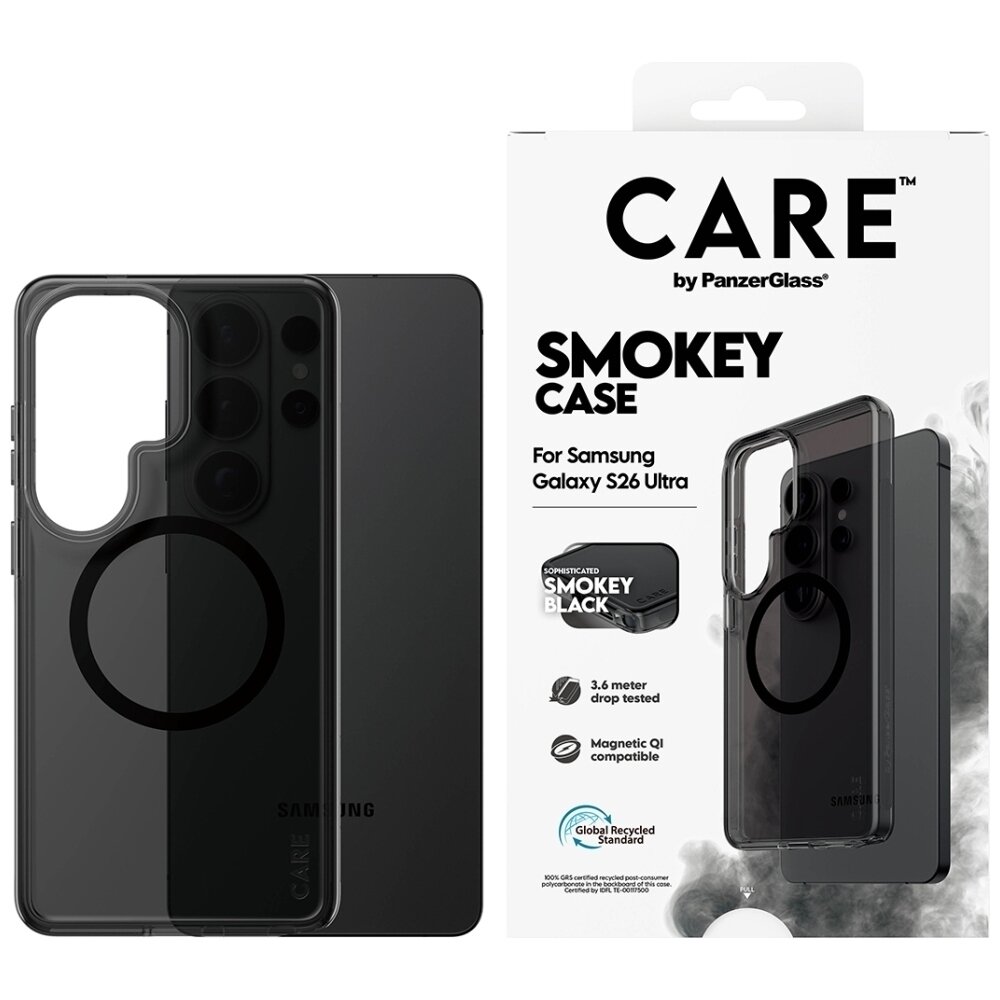 Samsung Galaxy S26 Ultra CARE by PanzerGlass Urban Explorer Smokey Qi dėklas – juodas