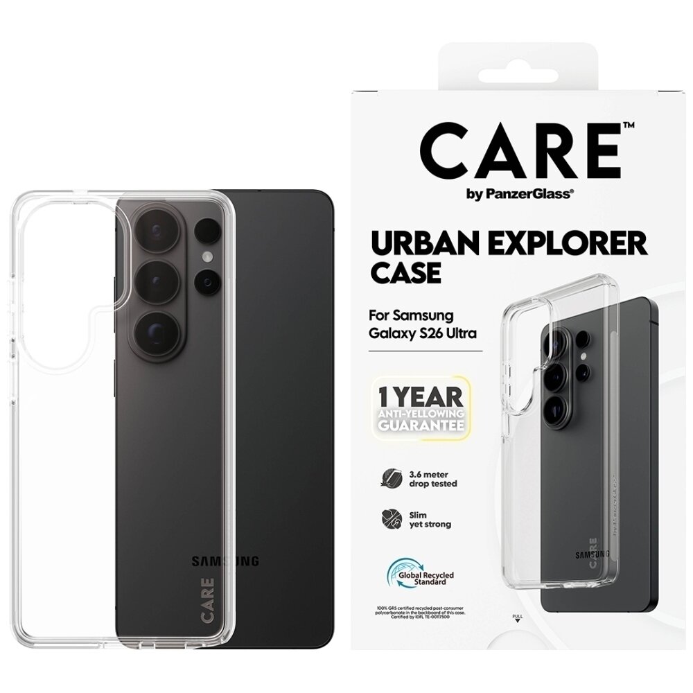 Samsung Galaxy S26 Ultra CARE by PanzerGlass Urban Explorer dėklas – skaidrus Samsung Galaxy S26 Ultra CARE by PanzerGlass Urban Explorer dėklas – skaidrus