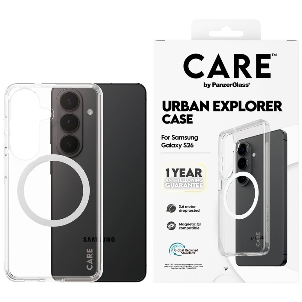 Samsung Galaxy S26 CARE by PanzerGlass Urban Explorer Transparent Qi dėklas – skaidrus