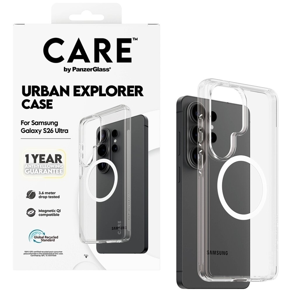 Samsung Galaxy S26 Ultra CARE by PanzerGlass Urban Explorer Transparent Qi dėklas – skaidrus 3 Samsung Galaxy S26 Ultra CARE by PanzerGlass Urban Explorer Transparent Qi dėklas – skaidrus 3