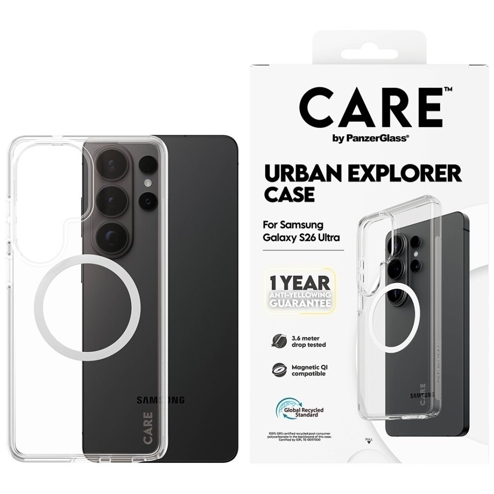 Samsung Galaxy S26 Ultra CARE by PanzerGlass Urban Explorer Transparent Qi dėklas – skaidrus