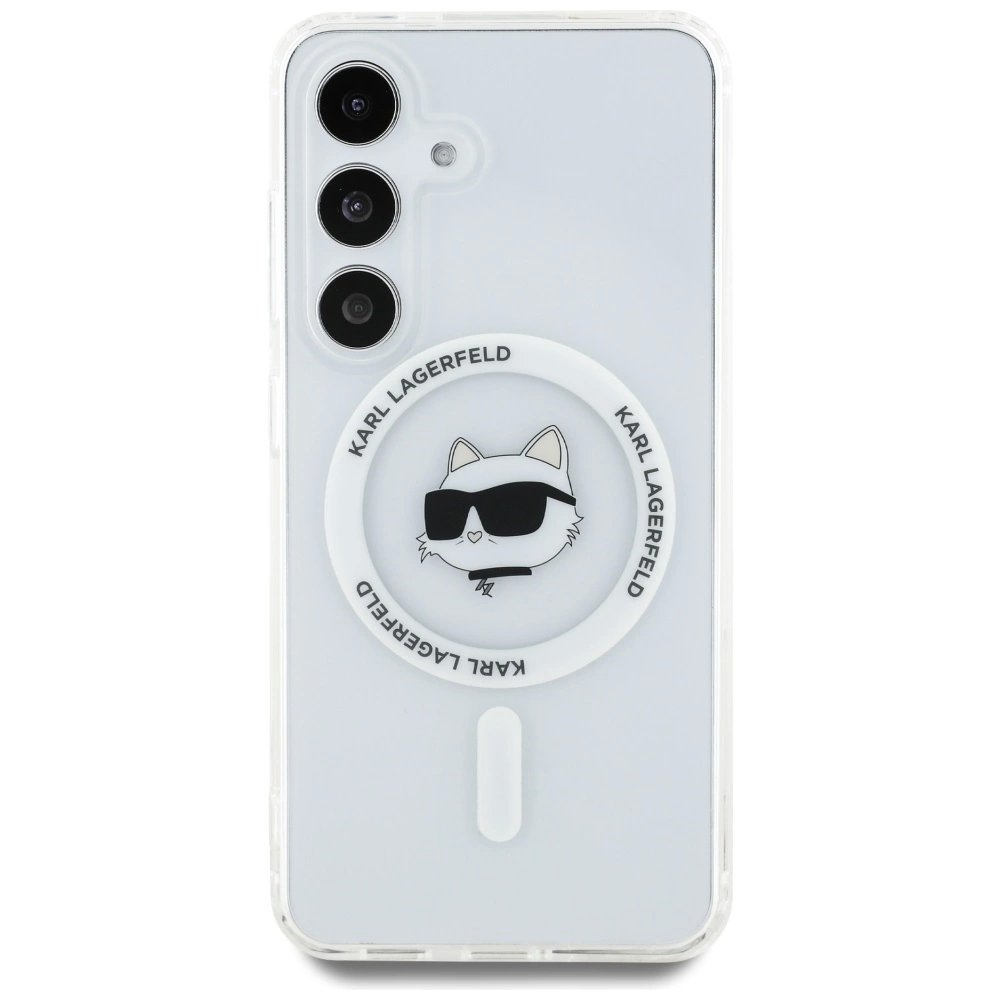 Samsung Galaxy S25 – Karl Lagerfeld Button Choupette Head Printed Logo MagSafe dėklas - Baltas 2