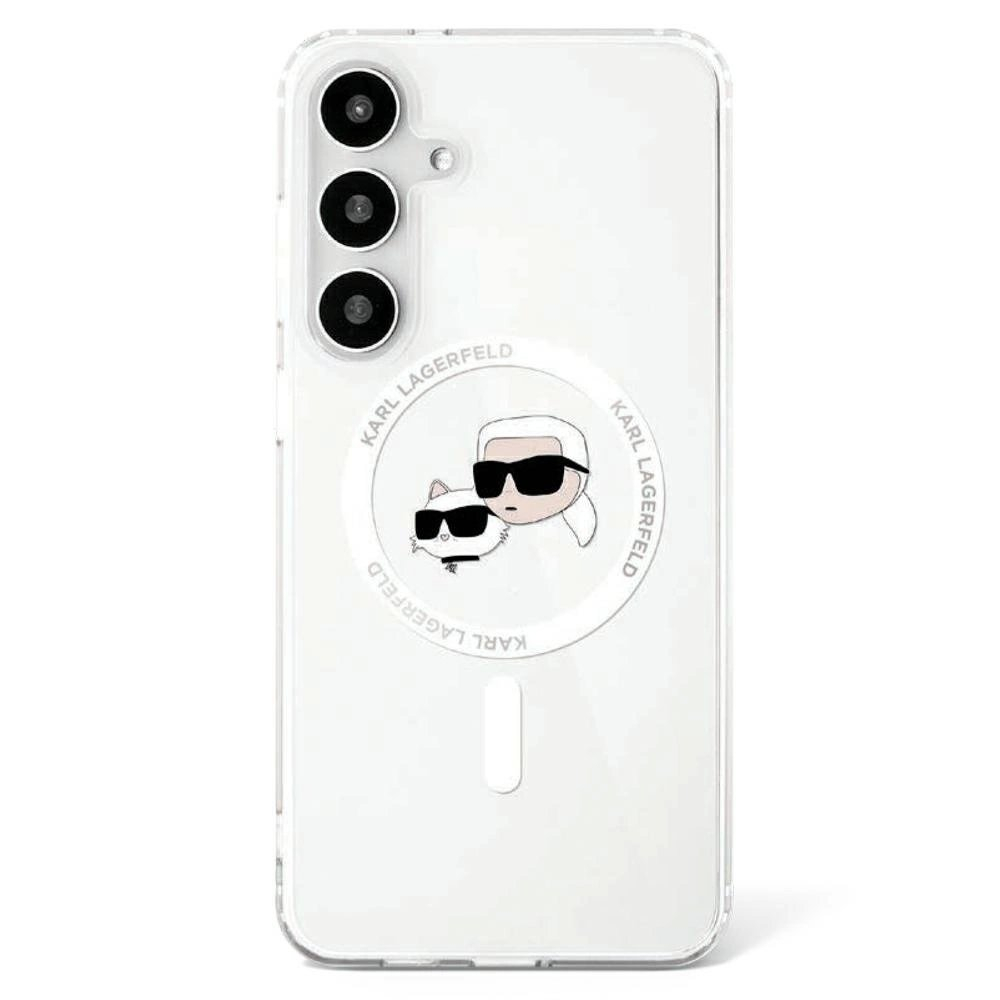 Dėklas Karl Lagerfeld Button Karl Choupette Heads Printed Logo MagSafe Samsung Galaxy S25 Plus Baltas Dėklas Karl Lagerfeld Button Karl Choupette Heads Printed Logo MagSafe Samsung Galaxy S25 Plus Baltas