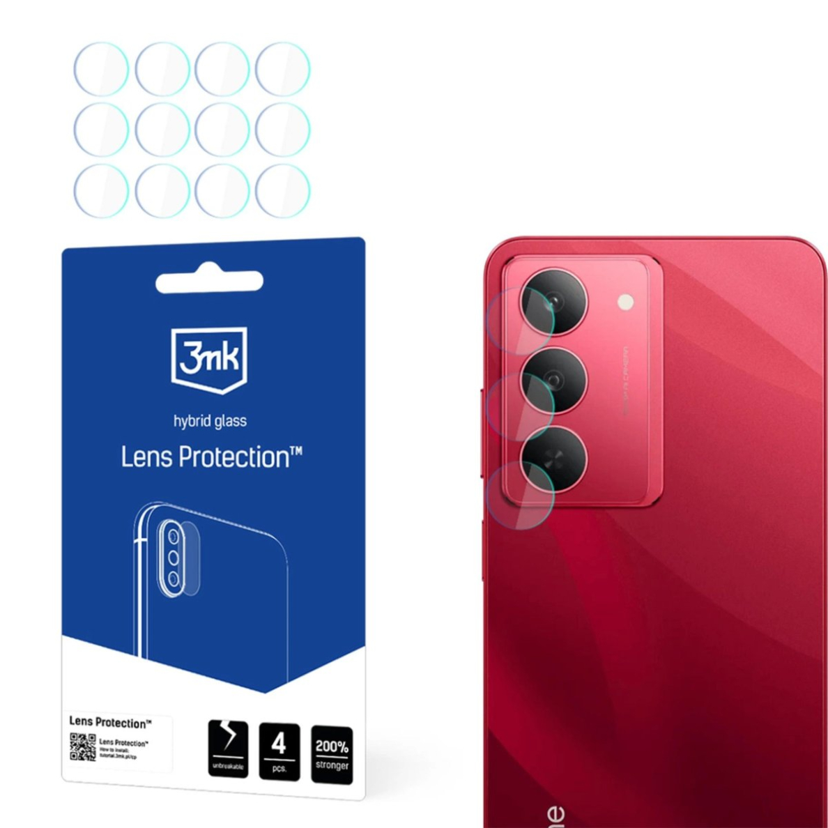 Kameros lęšio stiklas 3mk Lens Protection skirtas Realme 14x Kameros lęšio stiklas 3mk Lens Protection skirtas Realme 14x