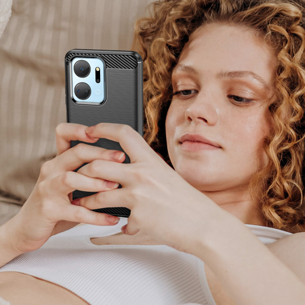 Dėklas Carbon flexible Honor Play 40 Plus / Honor X7a Juodas 6 Dėklas Carbon flexible Honor Play 40 Plus / Honor X7a Juodas 6