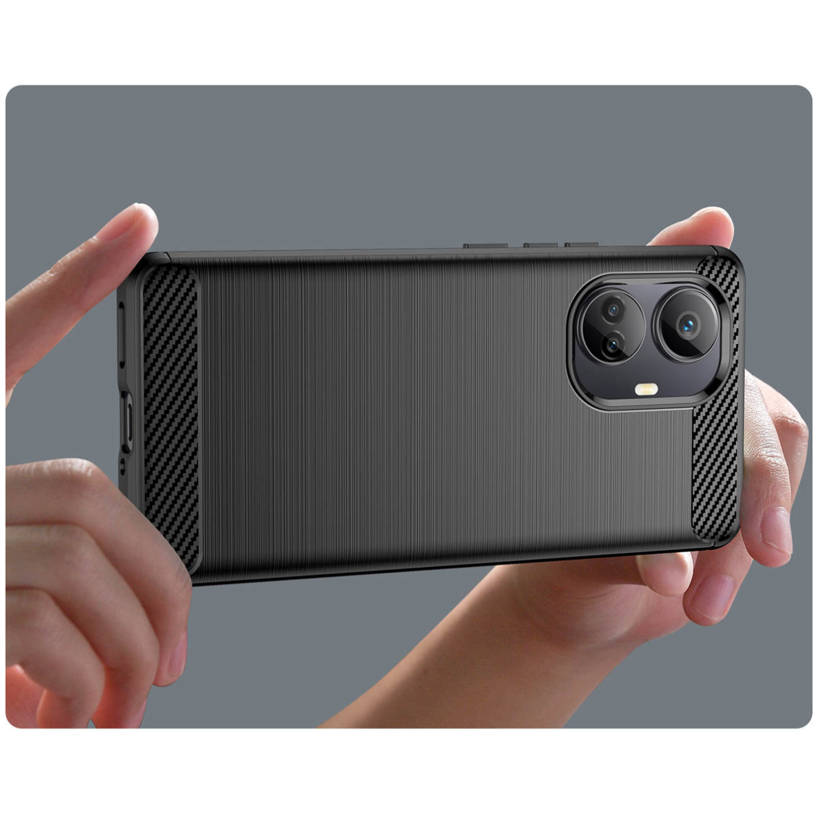 Dėklas Carbon Case flexible Realme 10 Pro+ Juodas 6 Dėklas Carbon Case flexible Realme 10 Pro+ Juodas 6