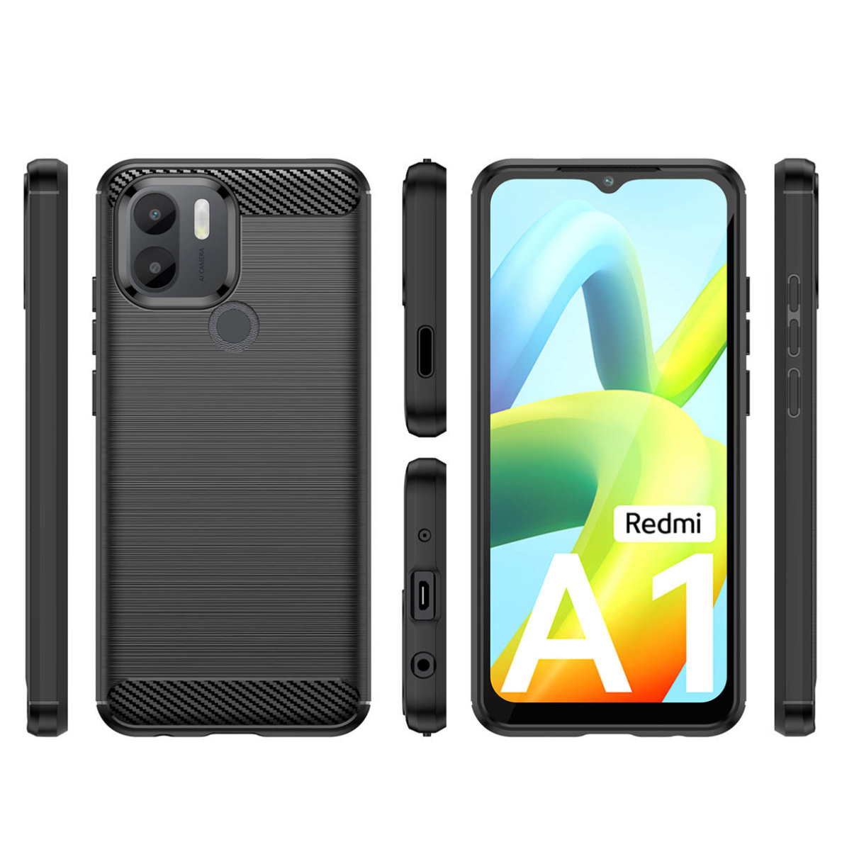 Dėklas Carbon Case flexible Xiaomi Redmi A1+ Juodas 2