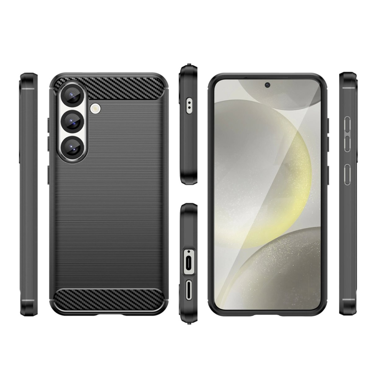 Samsung Galaxy M16 5G Carbon lankstus silikoninis dėklas - juodas 2 Samsung Galaxy M16 5G Carbon lankstus silikoninis dėklas - juodas 2