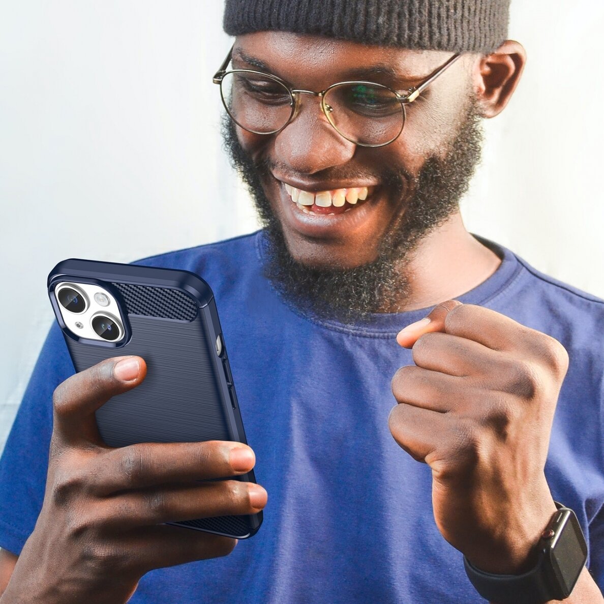 Dėklas Carbon Case flexible for iPhone 14 Plus Mėlynas 6 Dėklas Carbon Case flexible for iPhone 14 Plus Mėlynas 6