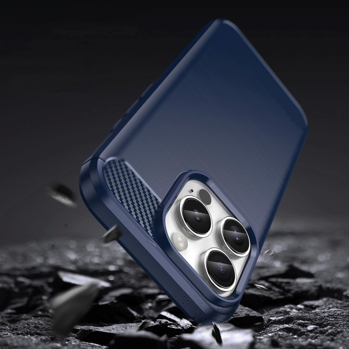 Silikoninis dėklas Carbon iPhone 16 Pro - Mėlynas 3 Silikoninis dėklas Carbon iPhone 16 Pro - Mėlynas 3