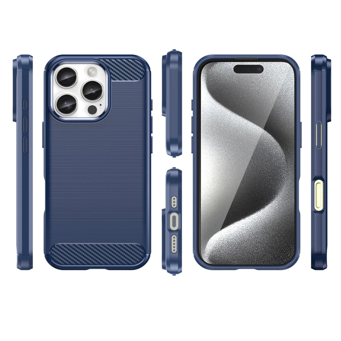 Silikoninis dėklas Carbon iPhone 16 Pro Max Silicone Case - Mėlynas 2 Silikoninis dėklas Carbon iPhone 16 Pro Max Silicone Case - Mėlynas 2