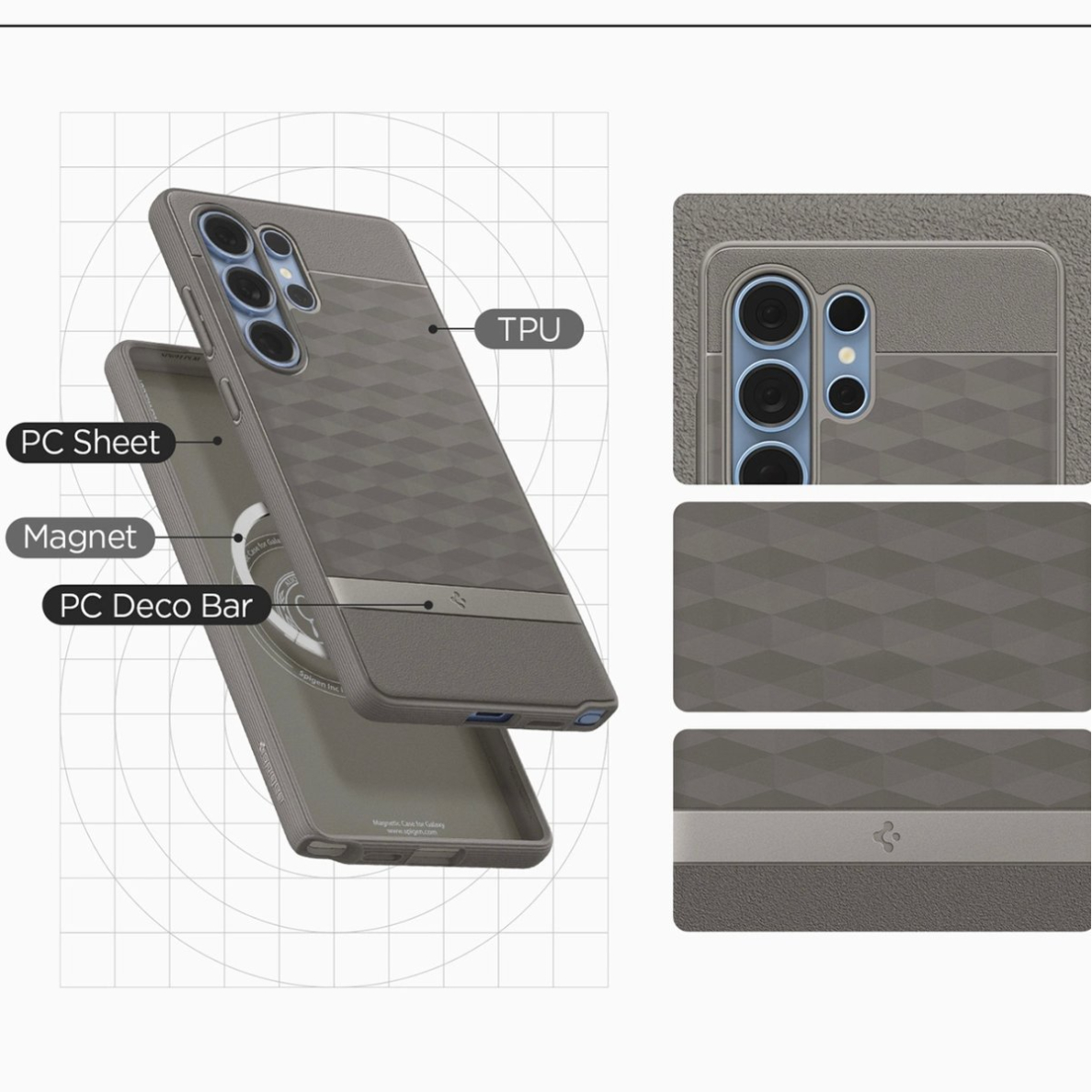 Caseology Parallax Mag MagSafe dėklas Samsung Galaxy S25 Ultra - pilkas 14
