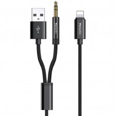 [Užsakomoji prekė] Adapteris kabelis Lightning į USB, Jack - Yesido (YAU-18) - Juodas