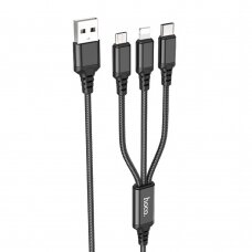 [Užsakomoji prekė] Kabelis USB-A - Type-C, Lightning, Micro-USB, 2A, 1m - Hoco Super (X76) - Juodas