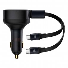 Car charger 2in1 33W 2x USB C (male) Baseus Enjoyment - black