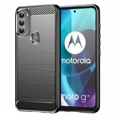 Dėklas Carbon Case Flexible Motorola Moto G71 5G Juodas