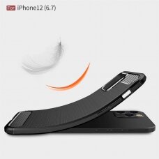 Dėklas Carbon Case Flexible Iphone 12 Pro Max Juodas