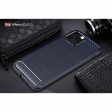 Dėklas Carbon Case Flexible Iphone 12 Pro Max Mėlynas