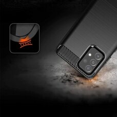 Dėklas Carbon Case Flexible Cover TPU Case for Samsung Galaxy A52/ A52s Juodas