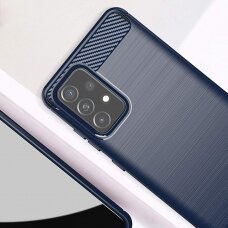 Dėklas Carbon Case Flexible Cover TPU Case for Samsung Galaxy A72 4G Mėlynas