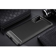 Dėklas Carbon Case Flexible Cover TPU Case for Samsung Galaxy S20 FE 5G Juodas