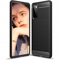 Dėklas Carbon Case Flexible Cover TPU Case for Samsung Galaxy S20 FE 5G Juodas