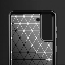 Dėklas Carbon Case Flexible Cover TPU Samsung Galaxy S21+ 5G (S21 Plus 5G) juodas