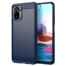 Dėklas Carbon Case Flexible Cover TPU Xiaomi Redmi Note 10 / Redmi Note 10S Mėlynas