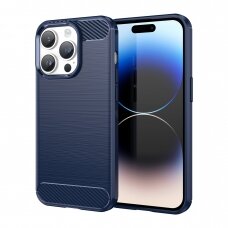 Dėklas Carbon Case flexible for iPhone 14 Pro Max Mėlynas