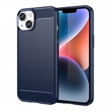 Dėklas Carbon Case flexible iPhone 14 Mėlynas