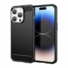 Dėklas Carbon Case flexible iPhone 14 Pro Juodas