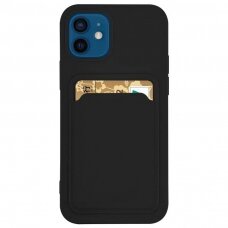 Dėklas su kišenėle kortelėms Card Case silicone wallet iPhone 11 Pro Max Juodas NDRX65