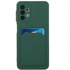 Dėklas su kišenėle kortelėms Card Case Samsung Galaxy A32 4G Tamsiai žalias