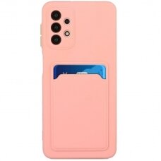 Dėklas su kišenėle kortelėms Card Case Samsung Galaxy A32 4G Rožinis