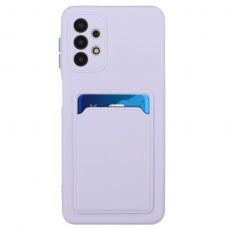 Dėklas su kišenėle kortelėms Card Case silicone wallet Samsung Galaxy A32 4G Violetinis