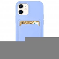 Dėklas su kišenėle kortelėms Card Case silicone wallet Samsung Galaxy A32 4G Violetinis