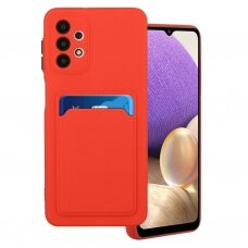 Dėklas su kišenėle kortelėms Card Case Samsung Galaxy A32 4G Raudonas