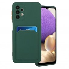 Dėklas su kišenėle kortelėms Card Case Samsung Galaxy A32 5G Tamsiai Žalias