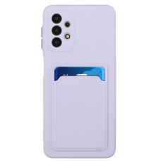 Dėklas su kišenėle kortelėms Card Case silicone wallet Samsung Galaxy A52s 5G / A52 5G / A52 4G Violetinis
