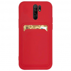 Dėklas su kišenėle kortelėms Card Case Xiaomi Redmi 9 raudonas