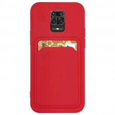 Dėklas su kišenėle kortelėms Card Case Xiaomi Redmi Note 9 Pro / Redmi Note 9S raudonas