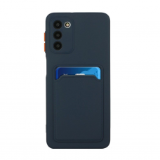 Dėklas su kišenėle kortelėms Card Case Silicone Wallet Samsung Galaxy A13 5G Mėlynas