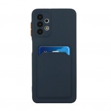 Dėklas su kišenėle kortelėms Card Case Silicone Wallet Samsung Galaxy A23 Mėlynas