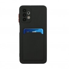 Dėklas su kišenėle kortelėms Card Case Silicone Wallet Samsung Galaxy A73 Juodas