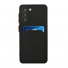 Dėklas su kišenėle kortelėms Card Case Silicone Wallet Samsung Galaxy S22 Juodas