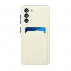 Dėklas su kišenėle kortelėms Card Case Silicone Wallet Samsung Galaxy S22 Plus Baltas