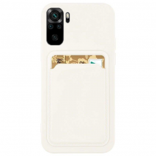 Dėklas su kišenėle kortelėms Card Case Silicone Wallet Xiaomi Redmi Note 11 Pro + 5G / 11 Pro 5G / 11 Pro Baltas