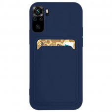 Dėklas su kišenėle kortelėms Card Case Silicone Wallet Xiaomi Redmi Note 11S / Note 11 Mėlynas